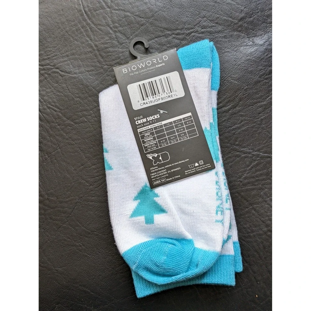 Disney XD Gravity Falls Crew Socks Shoe Sz 9 - 11 Blue White Tree Dipper Mable
